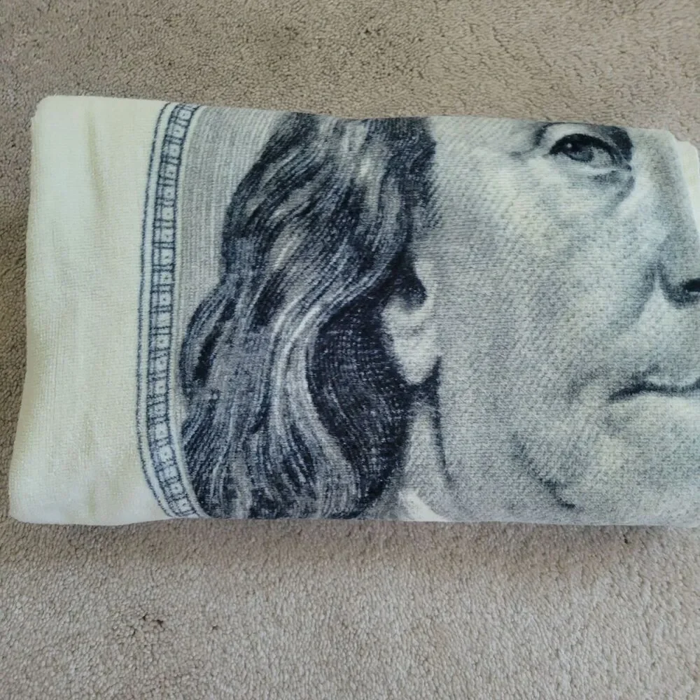 Oversized Benjamin Franklin $100 Bill Towel Beach Bath